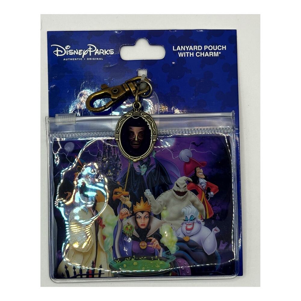 Disney Parks Villains Lanyard Pouch Magic Mirror Charm Pin Trading NWT
